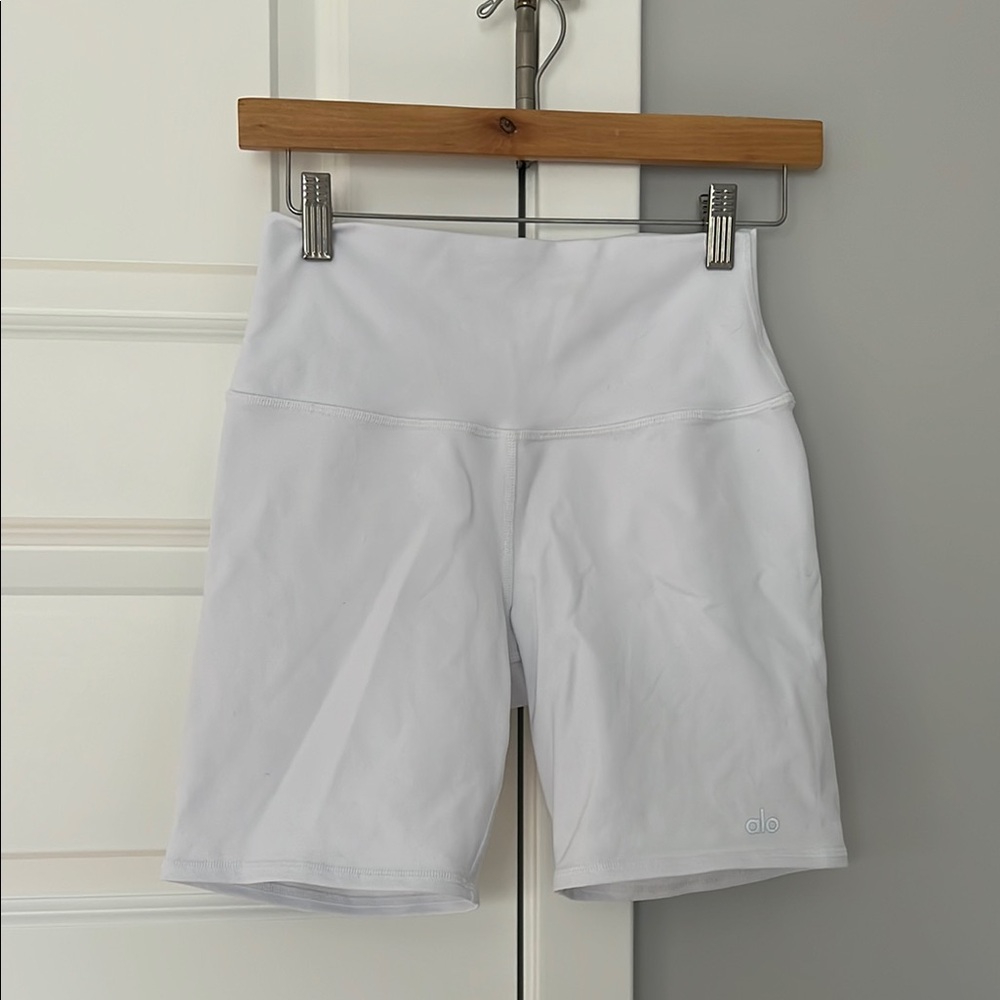 ALO Yoga White Bike Shorts